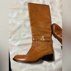 Michael Kors Shoes Hamilton Riding Tan Leather Boots Size 7.5M